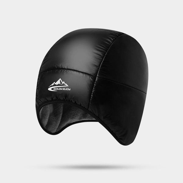 

fleece cycling cap windproof winter man hat snowboarding bicycle women with earflaps for outdoor sport fishing running caps & masks, Black