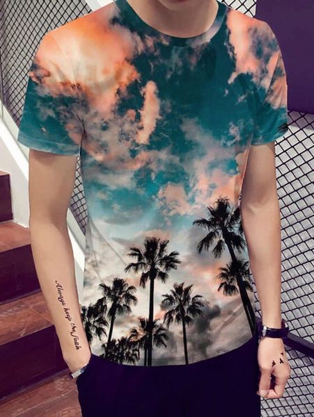 

men tropical print crew neck tee o6av#, White;black