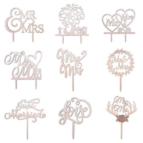 

other festive & party supplies 1pcs wedding cake er wood mr& mrs just married decoration bride groom diy decorations engagement