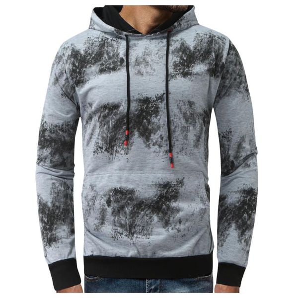 

men's hoodies & sweatshirts sleeve contrast hooded color blouse casual long, Black