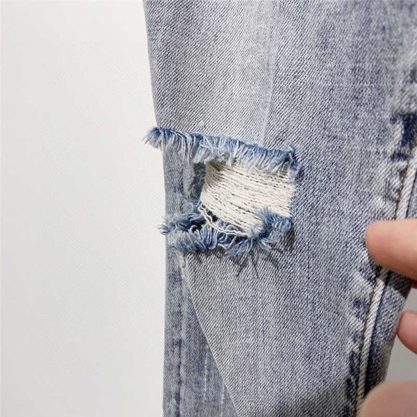 

embroidery slim cross 21 men's wash chateau crosin straight cut beggar casual jeans, Blue