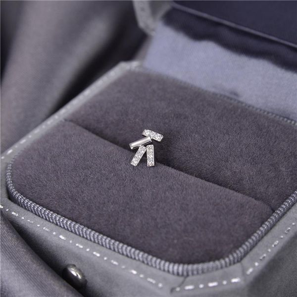 

stud s925 sterling silver small earrings diamond asymmetrical for women fashin fine jewelry wedding party gift, Golden;silver