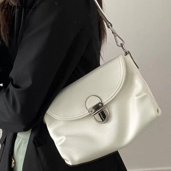 

evening bags women shoulder black white underarm handbags large capacity baguette vintage cover korean style all-match crossbody bag ins