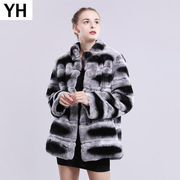 

women real rex fur coat warm soft thick winter 100% genuine jacket overcoat women's & faux, Black