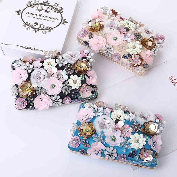

handmade flower dinner bag: women's bag, bride's evening pearl embroidered bag
