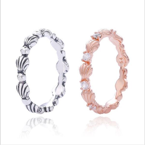 

sterling silver shining shell ring surprise gift trend cluster rings, Golden;silver