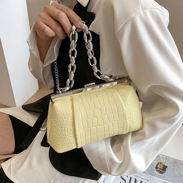

rough hand chain pu small bag 2021 soft leather shoulder messenger crocodile clip western style handbags cross body