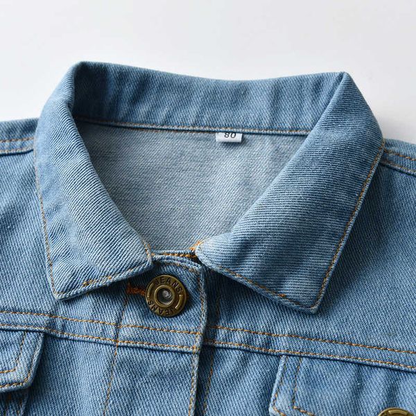

spring and autumn version children's coat worn cardigan denim short long sleeve lapel children's clothing baby, White