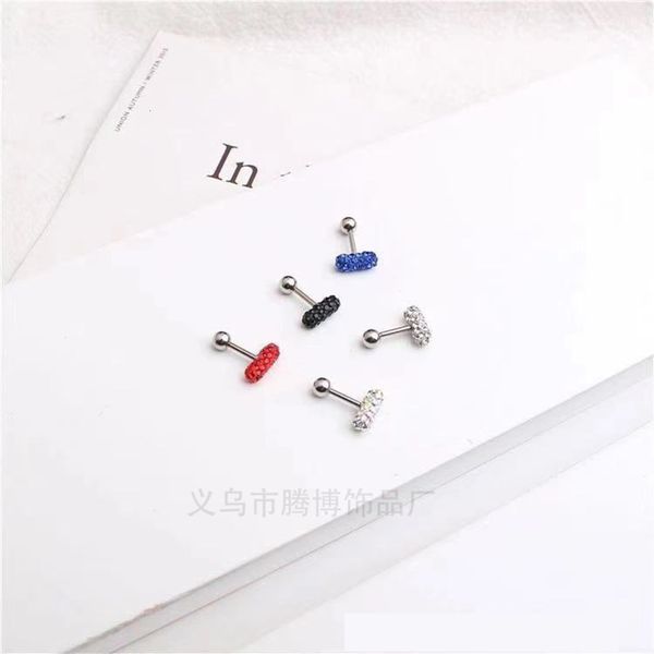

korean titanium steel full diamond pill earrings earbone nails personalized fashion earrings 4mm puncture accessories