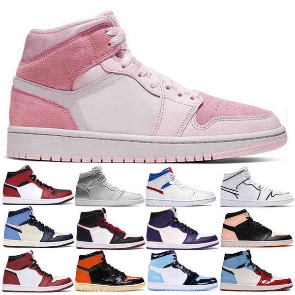 

boots shoes 1 1s jumpman men women pink digital shoes pherepective midnight navy og tokyo chicago bloodline mens trainers sneakers, Black