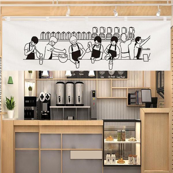 

curtain & drapes kitchen restaurant dessert milk tea shop door dining exit decorative partition horizontal