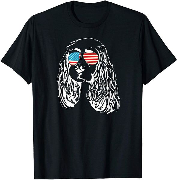 

patriotic dog cocker spaniel usa t shirt american flag tee size s-5xl, White;black