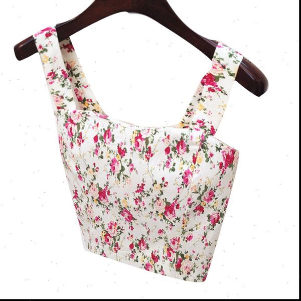 

short paragraph wrapped chest womens tanks vest crop printing bustier summer style fitness bra, White