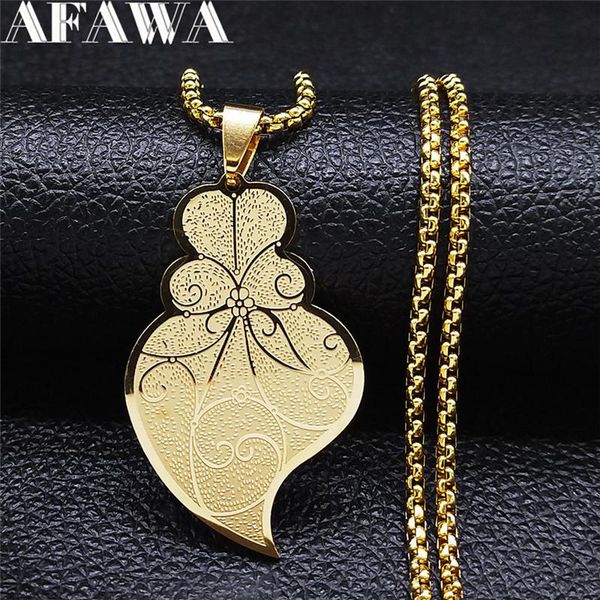 

pendant necklaces flower heart stainlessÂ steel chain gold color long chian jewelry chaine acier inoxydable nxs03, Silver