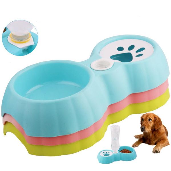 

dog bowls & feeders pet cat double plastic automatic water fountain for small medium dogs drinking feeding splash-proof design accessories
