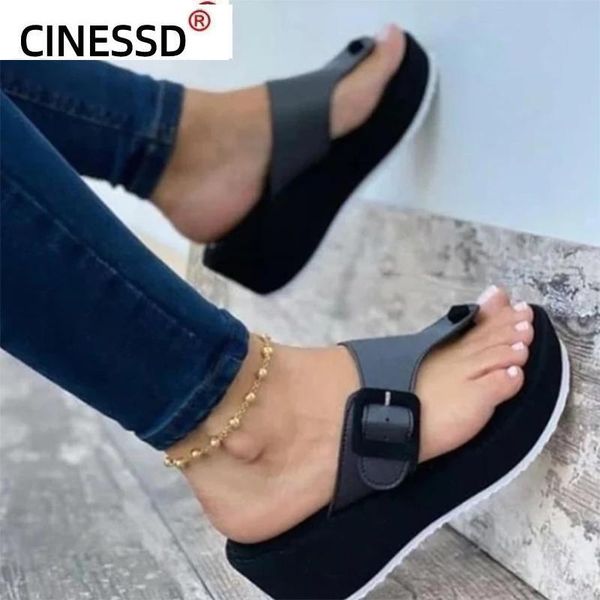 

sandals 2021 women shoes outdoor clip toe ladies platform slippers summer casual comfortable wedge beach slides, Black