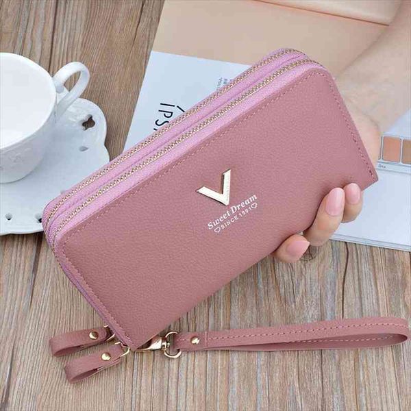 

fashion long female purse women wallet credit holders retro double zipper womens wallets large capacity pu leather, Red;black