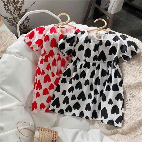 

summer arrival girls fashion heart cotton dress kids korean design dresses clothes 210528, Red;yellow