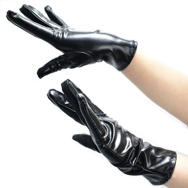 

bridal gloves black finger mittens shiny metallic spandex short evening fancy flapper wrist party, White