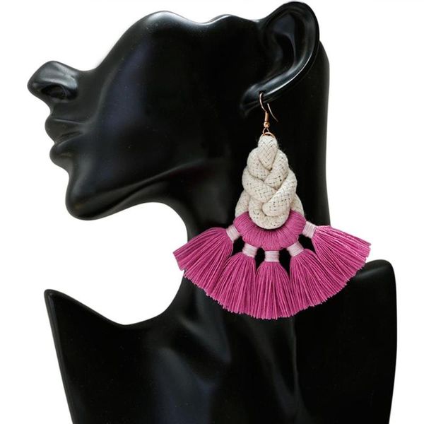 

dangle & chandelier orecchini boho handmade earrings for women 2021oorbellen cotton tassel fashion earring jewelry wholesale ear, Silver