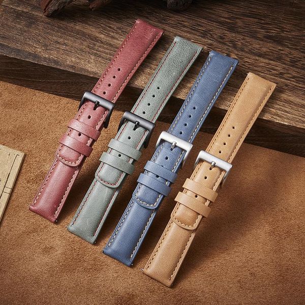 

watch bands fashion natural pattern leather strap 20mm 22mm wristband gray blue watchband accessories with quick relesea, Black;brown