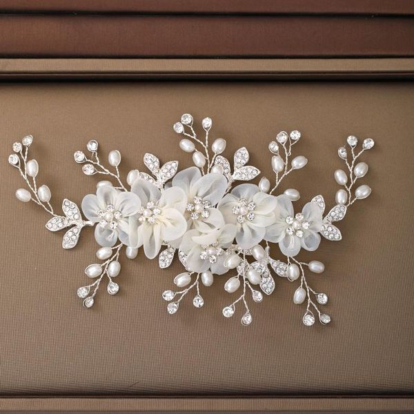 

hair clips & barrettes wedding for women flower white hairpins fashion headdress rhinestones female bridal accessories jewelry, Golden;silver