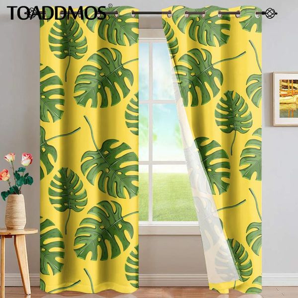 

monstera leaves printing premium living room window curtains bedrrom sunblind for adults kids home decoration cortina curtain & drapes