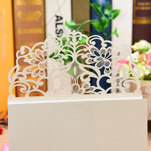 

greeting cards 10pcs pearl paper floral laser cutter wedding invitation holders with blank inner sheet for birthday party