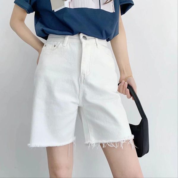 

women's jeans high waist summer korean short pants wide leg 5-point jean, Blue