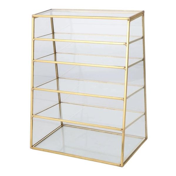 

jewelry pouches, bags metal makeup rack lipstick organizer pressed powder holder multilayer storage display, Pink;blue