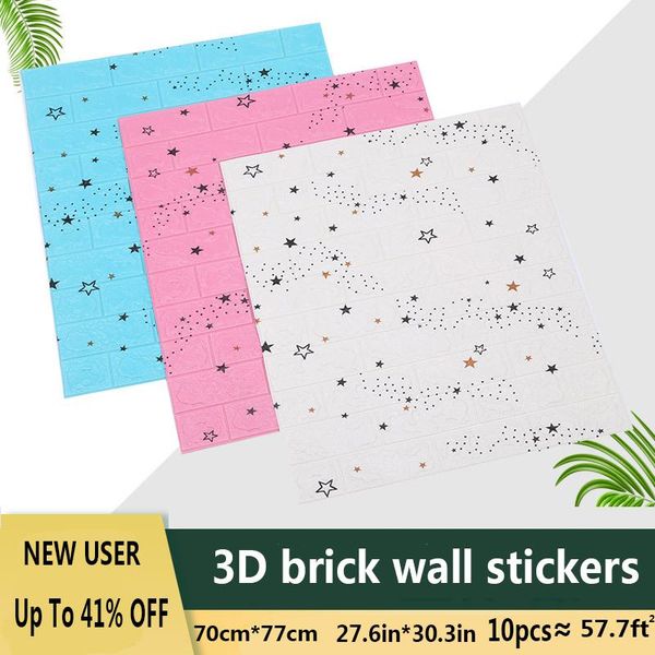 

wall stickers cartoon 3d self-adhesive three-dimensional brick pattern kindergarten anti-collision decor wallpaper waterproof