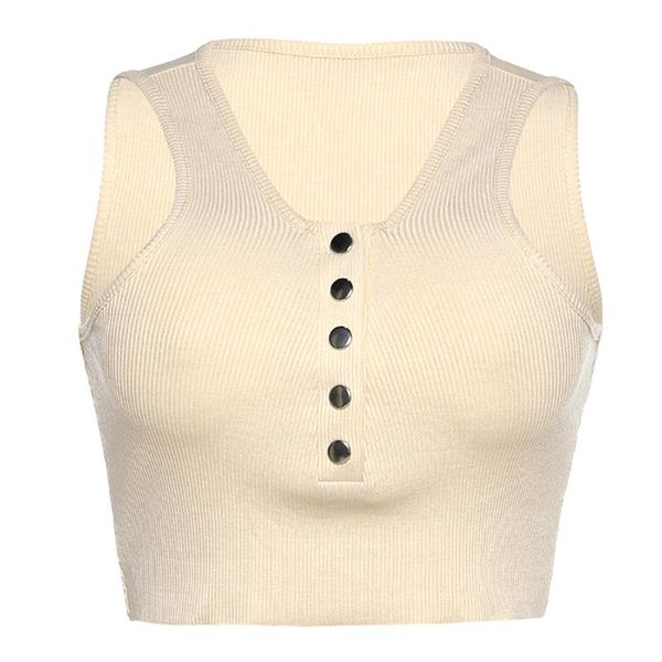 

women's tanks & camis women knitted solid color cami button deep v neck camisole crop vest, White