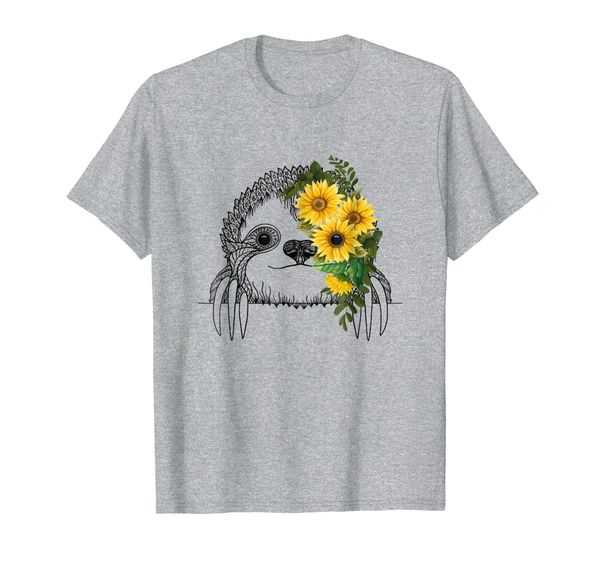 

sloth sunflower funny sloth lover gift t-shirt, White;black