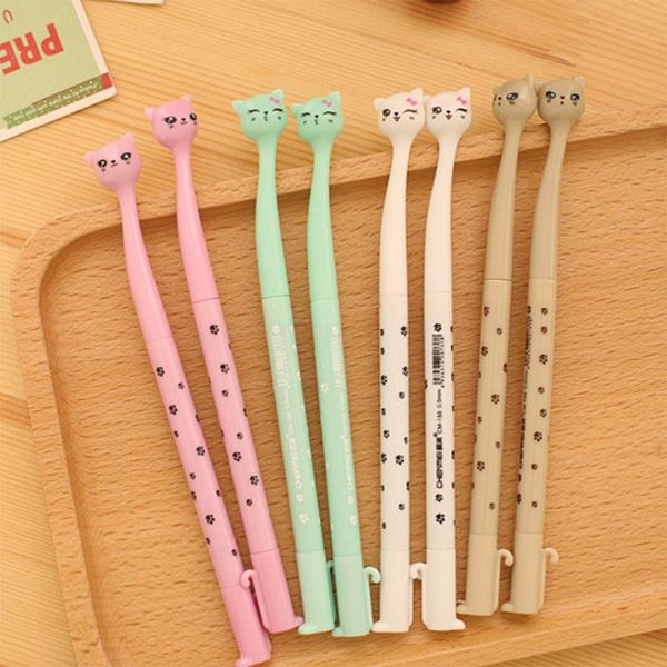 

ballpoint pens 0.5mm kawaii plastic ink creative gel pen cartoon cat neutral for school writing office supplies cute korean stationery, Blue;orange