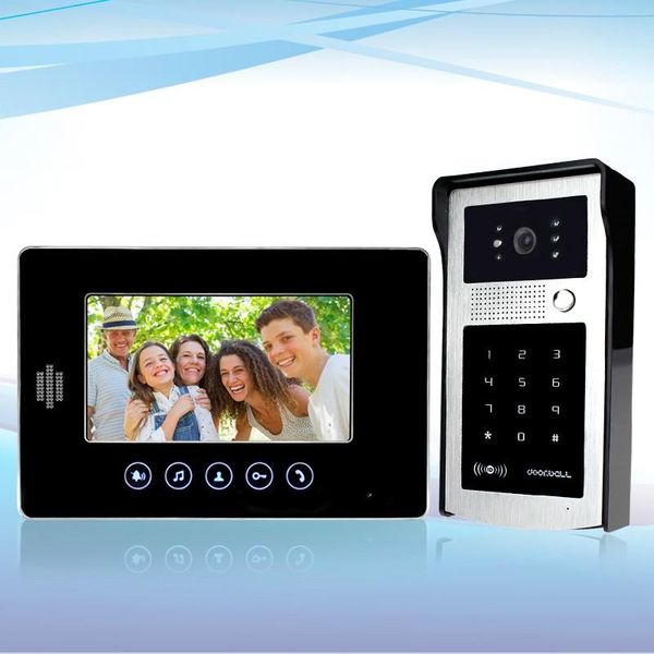 

home 7 inch tft lcd wired monitor color video door phone+ir coms outdoor camera with rfid keypad doorphone for intercom system phones