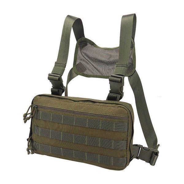 

tactical chest rig hunting vest bags molle adjustable multifunctional shoulder waist packs bag military gear jackets, Camo;black