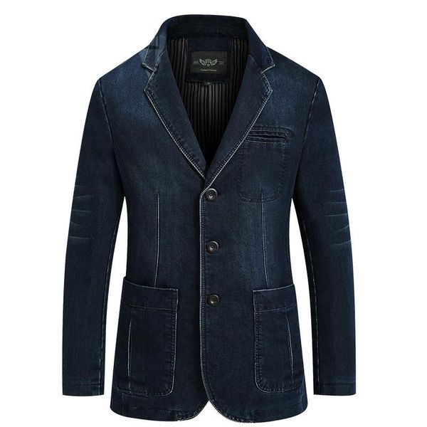 

men's suits & blazers men fashion cotton vintage suit jacket 4xl male blue coat denim slim fat jeans bg2182, White;black