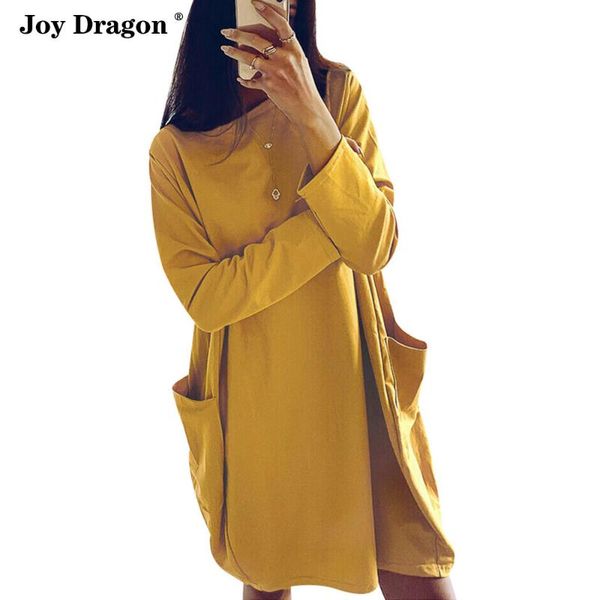 

casual dresses robe chemise femme women long sleeve vestidos casuales plus size round neck vintage yellow deguisement, Black;gray