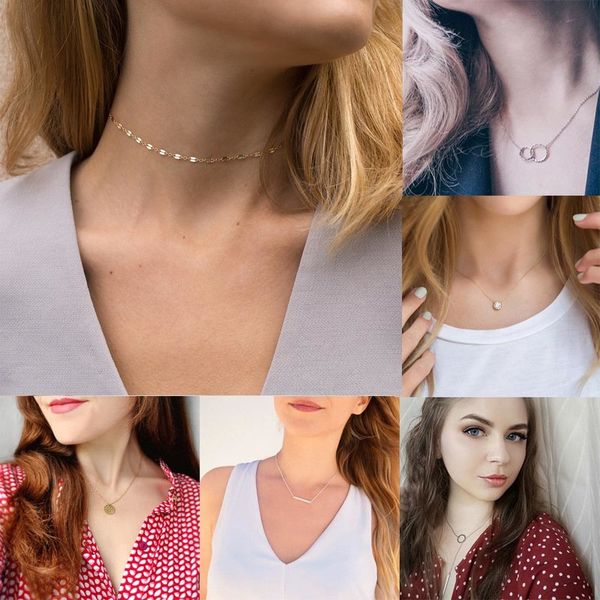 

stainless jujie steel choker chain necklaces for women 2021 classic gold layered necklace sets jewelry wholesale/drop, Silver