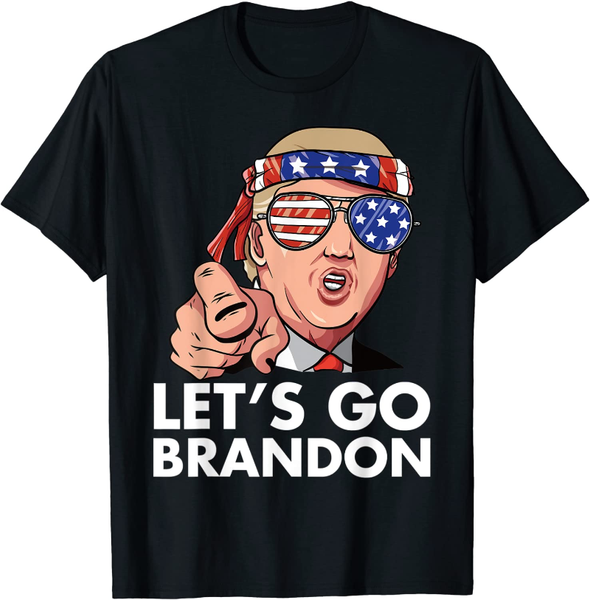

men's t-shirts lets go brandon finger point us flag funny gift idea 2021 t-shirt, White;black