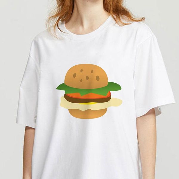 

women t-shirt chips hamburger fast 90s aesthetic tshirt vintage harajuku female korean style fashion girl tees women's, White
