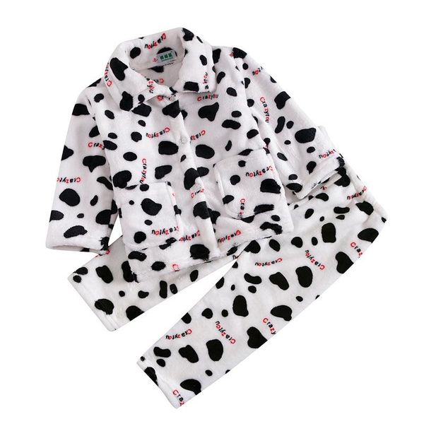 

pajamas autumn and winter children's for boys girls, big flannel coral fleece thickened warm home service suit, Blue;red