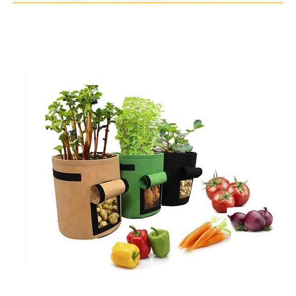 

planters & pots potato grow bag 25dx30h nursery tomato plant diy planting bucket felt flower fabric pot non-woven seedling bags