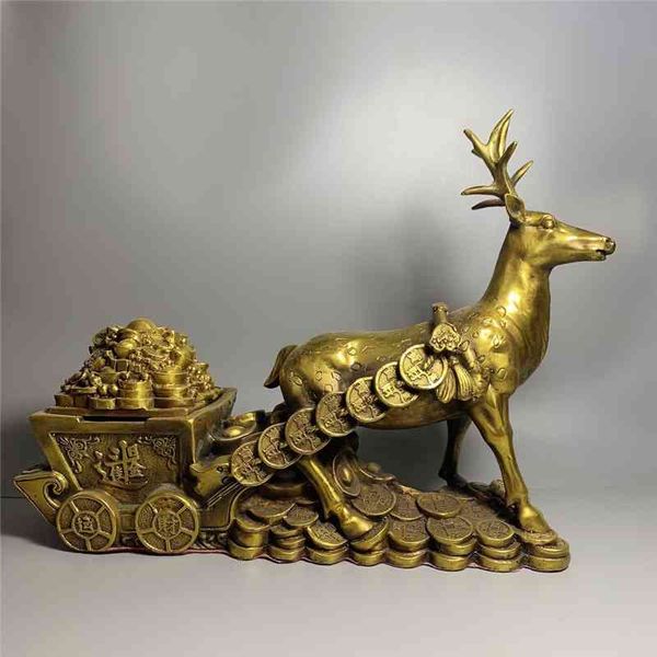 

brass brass yuanbao pull cart copper deer handicraft gifts ornaments