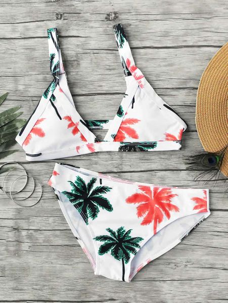 

color coconut print skinny bikini women's swimsuit triangl swimwear, White;black