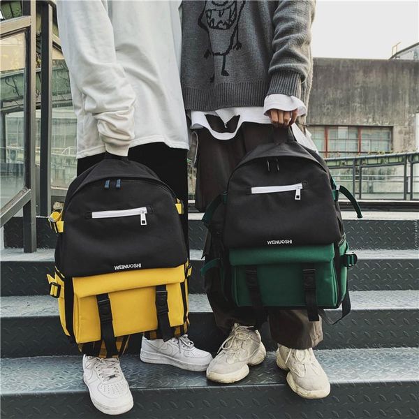 

style couples backpack women's large high school college student men's campus casual canvas bag bags