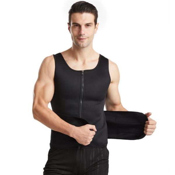 

sauna waist trainer vest for men body shaper weight loss sweat workout fitness back support gym corset yoga outfit