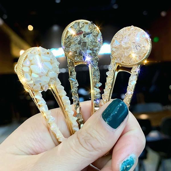 

hair clips & barrettes with micro paved rhinestone round crystal women lady pins ornaments accessories elegant wedding party jewelry, Golden;silver