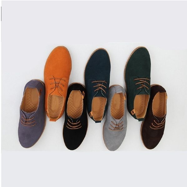 Männer Top Qualität Casual Oxfords Schuhe Flügel Spitze Wildleder Leder Wild Bequeme Wohnungen Spitze Mode Turnschuhe Bis Große Größe Schuhe 38-48