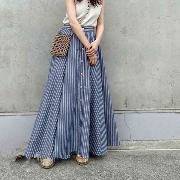 

japan style spring summer vintage skirt woman chic button designed mujer faldas elegant high waist feminino jupe 210514, Black